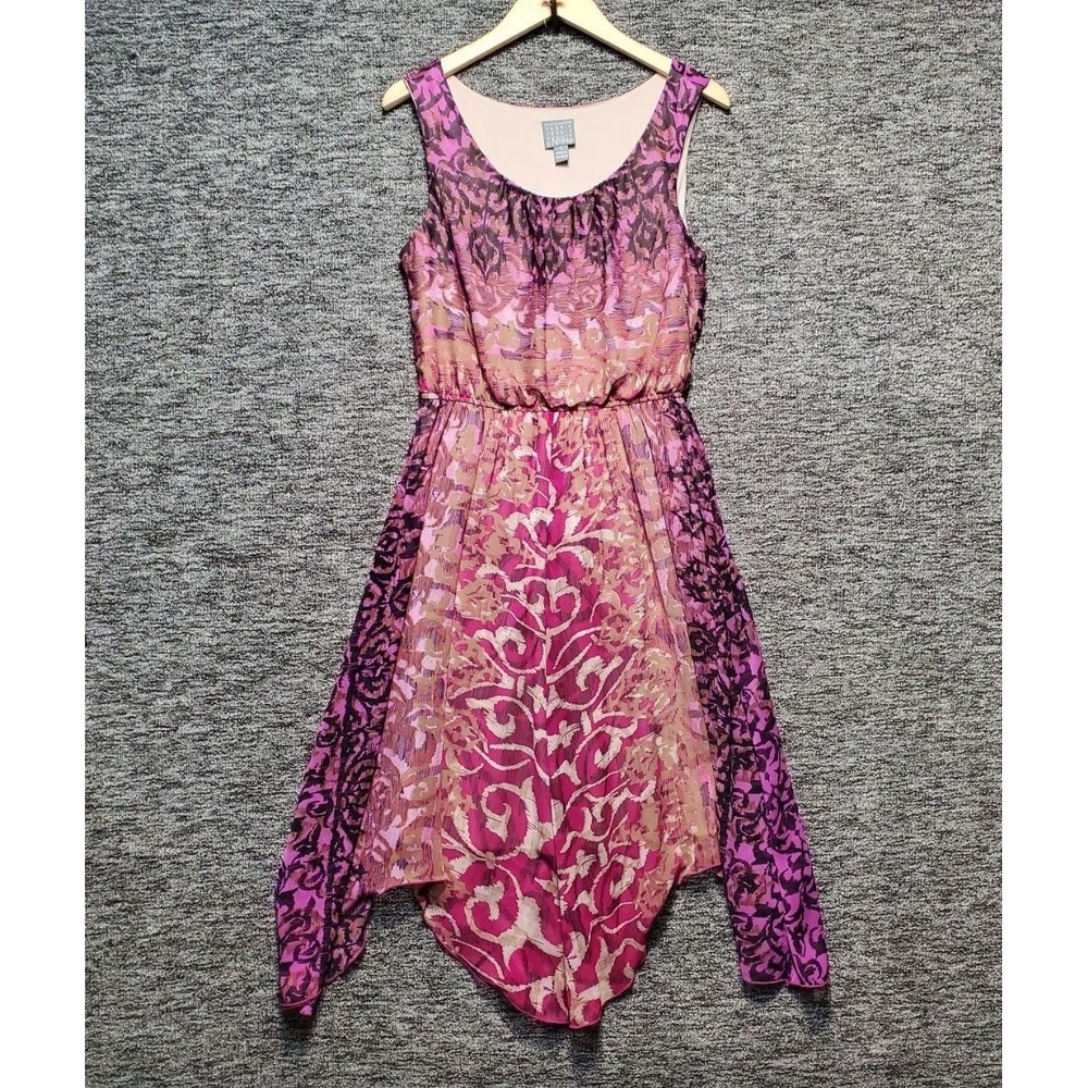 Rabbit Rabbit Rabbit Abstract Handkerchief Hem Midi Dress Womens‎ 8 Pink Party